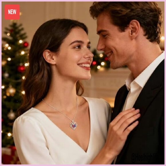 925 Sterling Silver Double Birthstone Necklace Heart Pendant Gift - Picture 3 of 8